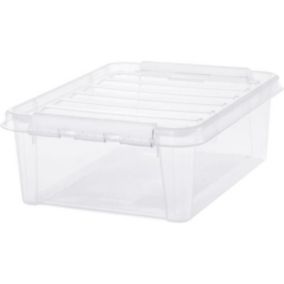 Boîte empilable 21 litres avec couvercle - Clips Blancs