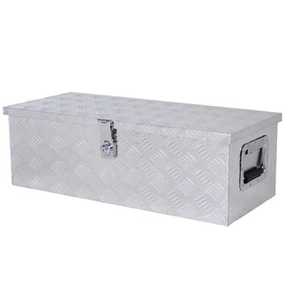 Boîte à outils en aluminium - caisse à outil poignées rétractables verrouillage clé dim. 76L x 33l x 25H cm