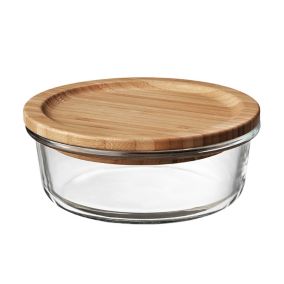 Boîte ronde en verre avec couvercle hermétique en bambou 0,82 L