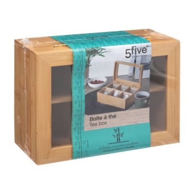 Boîte à Thé En Bambou - 12 Compartiments Transparents - Rangement élégant Pour Sachets De Thé - Design Naturel Et Durable