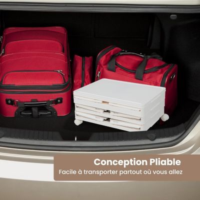 Boîtes de Rangement Empilables Mobile Lot de 6 Bacs avec Couvercle Portes Magnétiques-Double Ouverture