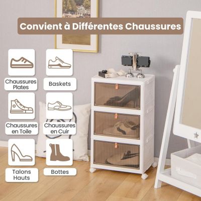 Boîtes de Rangement Empilables Mobile Lot de 6 Bacs avec Couvercle Portes Magnétiques-Double Ouverture