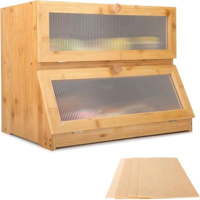 Boîtes à Pain Bois 2 Niveaux marron