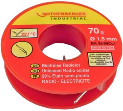 Bobine d'étain 70 g, Ø 1,5 mm Rothenberger