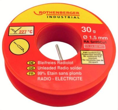 Bobine d'étain sans plomb 30 g, Ø 1,5 mm Rothenberger