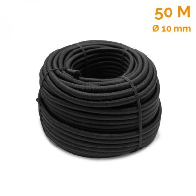 Bobine, rouleau de tendeur élastique - 50 mètres x 10 mm - Noir - Linxor