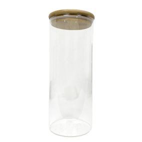Bocal en verre avec couvercle hermétique en bambou 1,5 L