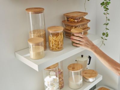 Bocal en verre avec couvercle hermétique en bambou 0,3 L