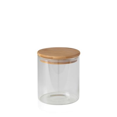 Boîte rectangulaire en verre avec couvercle hermétique en bambou 0