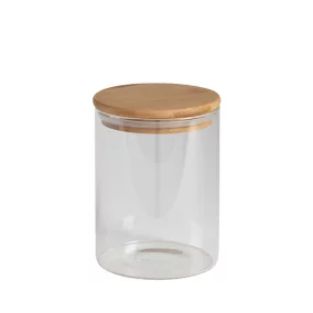 Bocal en verre avec couvercle hermétique en bambou 0,6 L