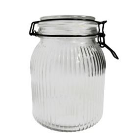 Bocal en verre strié avec couvercle 1,9 L Guy Levasseur