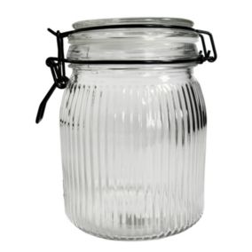 Bocal en verre strié avec couvercle 1 L Guy Levasseur