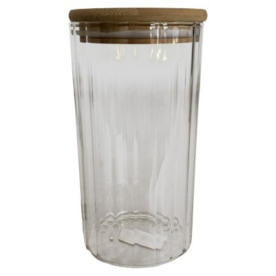 Bocal en verre strié avec couvercle en bambou 0,8 L Guy Levasseur