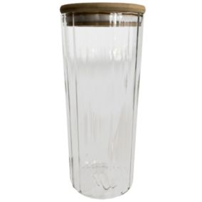 Bocal en verre strié avec couvercle en bambou 1,1 L Guy Levasseur