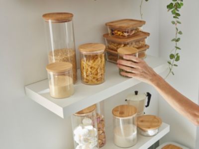 Generic Boîtes de cuisine en verre avec couvercle hermétique en bambou,  bocaux 4 pcs à prix pas cher