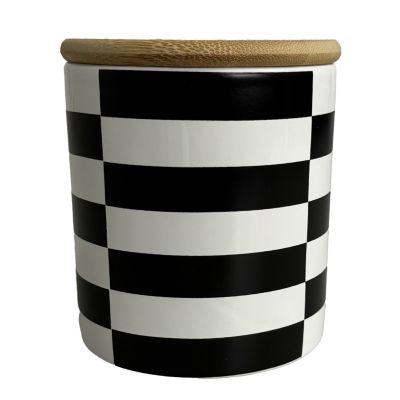 Bocal motif damier noir et blanc avec couvercle Guy Levasseur