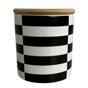Bocal motif damier noir et blanc avec couvercle Guy Levasseur