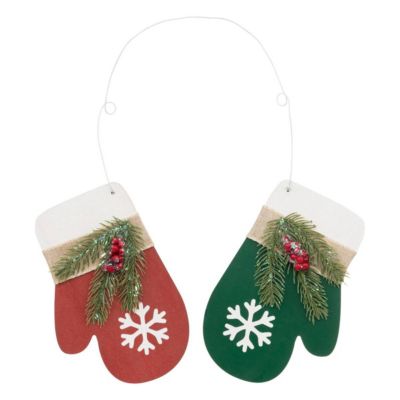 Bois moufle rouge et vert 40cm - feeric lights & christmas