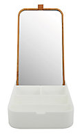 Boîte à bijoux avec miroir blanc et bambou 13 x 22 cm, MSV Alais
