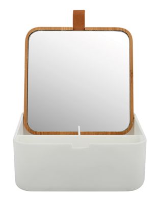 Boîte à bijoux avec miroir blanc et bambou 15 x 13,8 cm, MSV Alais