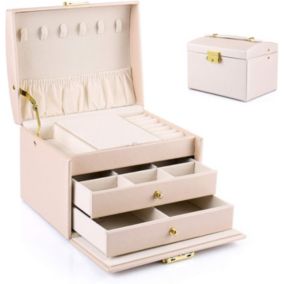 Boite a Bijoux Femme Fille(Rose Nude), Boîte à Bijoux Coffret à Bijoux Rangement Bijoux Organisateur pour Bagues Bracelets