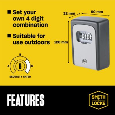 Boîte à clé sécurisée à combinaison programmable Smith & Locke