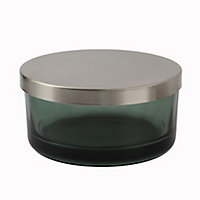 Boîte à coton GoodHome Tanera en verre coloris vert Ø11 x H.5,5 cm