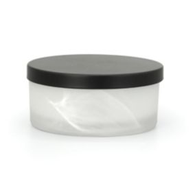 Boîte à coton taille L en verre de quartz, blanc et noir, Spirella Madison