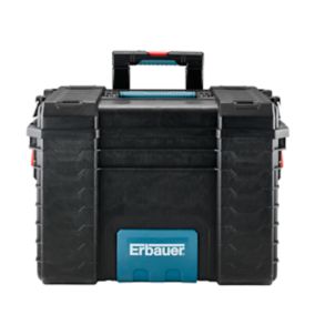 Boîte à outils vide Erbauer capacité 56 litres coloris noir, bleu, rouge en polypropylène L.56,4 x l.46,5 x H.48 cm