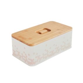 Boîte à pain blanche avec couvercle en bambou Bohémia Box & Beyond