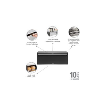 Boîte à pain couvercle fermeture aimantée en acier Brabantia noir
