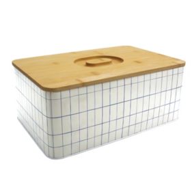 Boîte à pain quadrillée avec couvercle en bambou Bohémia Box & Beyond