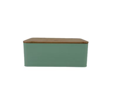 Boîte à pain vert avec couvercle en bambou Ornami