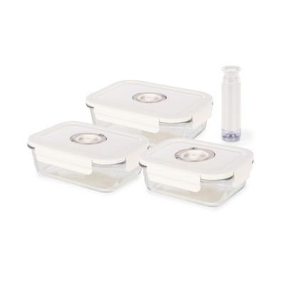 Boîte alimentaire sous vide en verre vendu par 3 + système de pompe Compactor