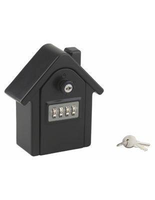 Boite à clé forme maison à combinaison, 4 chiffres, 2 clés de secours, noir satiné - THIRARD