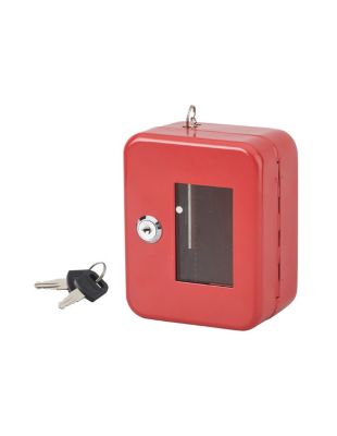 Boite à clés vitrée murale, acier, vitre interchangeable, 152x118x80mm, 2 clés, rouge - THIRARD