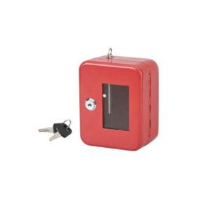 Boite à clés vitrée murale, acier, vitre interchangeable, 152x118x80mm, 2 clés, rouge - THIRARD