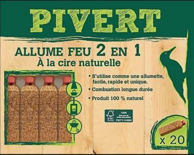 Boîte de 96 allume feu laines de bois Pivert