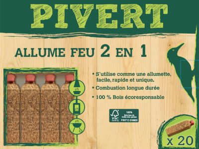 Boîte de 20 allume feu 2 en 1 Pivert