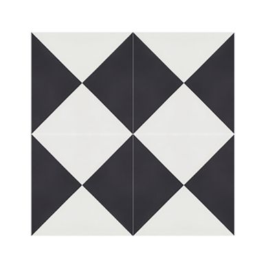 Boite de 24 Carreaux de ciment véritable 0,96m2 / Carreaux de ciment artisanaux coloris noir/blanc pour sol et mur - l.20 x L.20cm