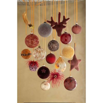 Boite de 4 boules de Noël en verre marron 10x10x10 cm