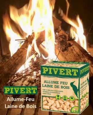Boîte de 96 allume feu laines de bois Pivert