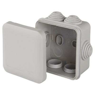 Boîte de dérivation carrée extérieure avec 7 passe-câbles et système de verrouillage 65 x 65 x 45 mm IP55 Schneider Electric Mureva gris