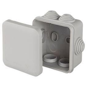 Boîte de dérivation carrée extérieure avec 7 passe-câbles et système de verrouillage 65 x 65 x 45 mm IP55 Schneider Electric Mureva gris