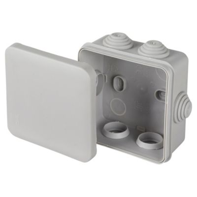 Boîte de dérivation carrée extérieure avec 7 passe-câbles et système de verrouillage 80 x 80 x 45 mm Schneider Electric Mureva Box gris