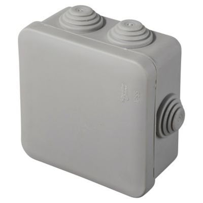 Boîte de dérivation carrée extérieure avec 7 passe-câbles et système de verrouillage 80 x 80 x 45 mm Schneider Electric Mureva gris