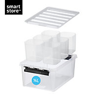 Boîte de rangement 14L empilable SmartStore Classic 15 Orthex P. 40 cm transparent avec 6 compartiments