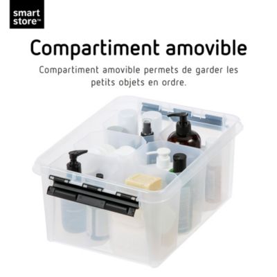 Boîte de rangement 14L empilable SmartStore Classic 15 Orthex P. 40 cm transparent avec 6 compartiments