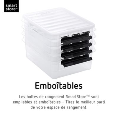 Boîte de rangement 14L empilable SmartStore Classic 15 Orthex P. 40 cm transparent avec 6 compartiments