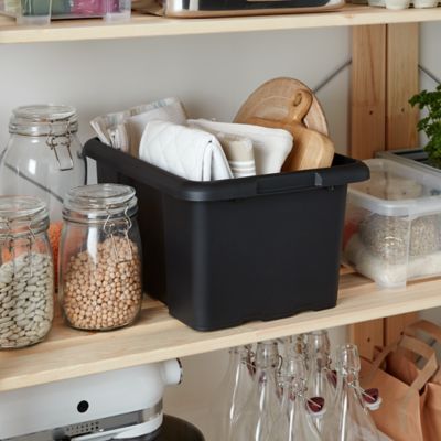 Boîte de rangement 14L Fitty H. 19,5 cm x L. 38 cm plastique noir